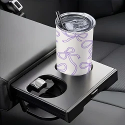 20Oz Purple Bow Pattern Insulated Tumbler Mug