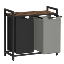 VASAGLE 2 Compartment Laundry Basket with Shelf