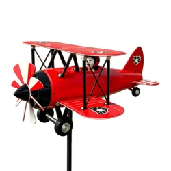 Vintage Biplane Wind Spinner Outdoor Decoration