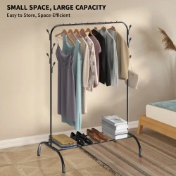 Heavy Duty Freestanding Clothes Rail with Hooks