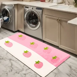 3 Piece Strawberry Pattern Kitchen Mat Set