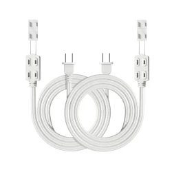 6ft Flat Extension Cord with 3 Outlets 2 Pack