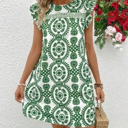 Womens Floral Print A-Line Casual Boho Dress