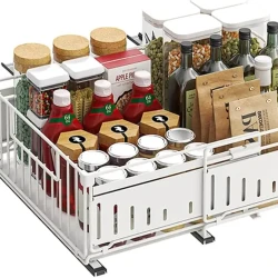 Adjustable No Drill Sliding Kitchen Shelf Organizer