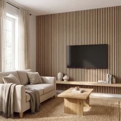4 Pack 3D Slatted Acoustic Wall Panels Sound Absorbing