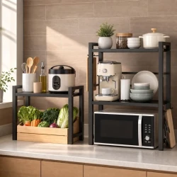 Adjustable Extendable Microwave Rack Organizer Stand