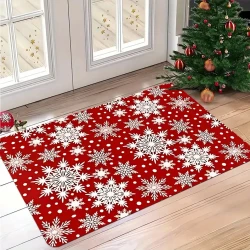 Holiday Snowflake Doormat Absorbent Washable Rug