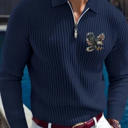 Elegant Men's Long Sleeve Polo Shirt Autumn Winter