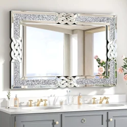 Rectangular Crushed Diamond Wall Mirror Decor