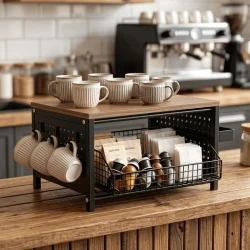 3Tier Coffee Station Organizer with PullOut Tray