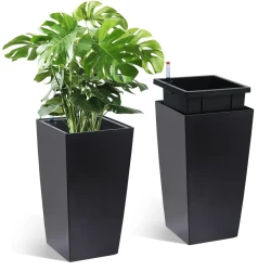 Tall Outdoor Self-Watering Planter Set of Two