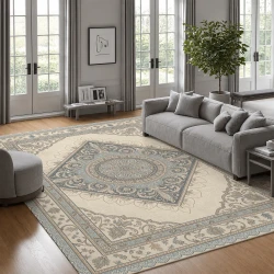Ornate Vintage Velvet Area Rug for Home Decor