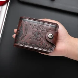 Men's Leather Wallet with Credit Card and Photo Holder