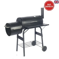 Heavy Duty Twin Barrel Charcoal BBQ Smoker Grill