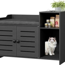 Farmhouse Cat Litter Box Enclosure with Storage