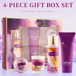 Luxury Women's Fragrance Gift Set with Body Mist Lotion Candle