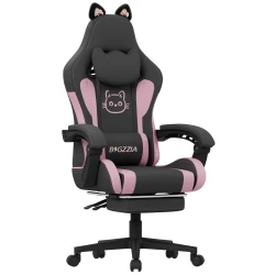 Ergonomic Cat Ears Gaming Chair with Massage Footrest