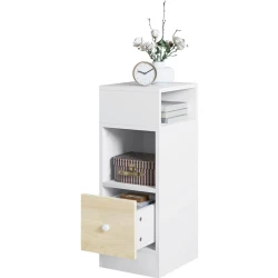 Narrow Wooden Bedside Table with Storage Drawer