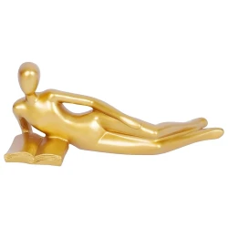 Gold Reading Woman Figurine Home Decor Accent