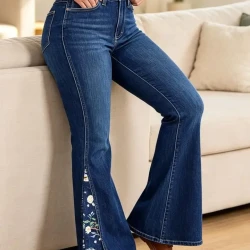 High Waist Bell Bottom Denim Jeans for Women
