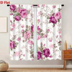 2 Piece Floral Pattern Curtain Set for Bedroom