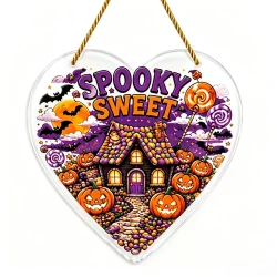Spooky Heart Shaped Halloween Hanging Ornament