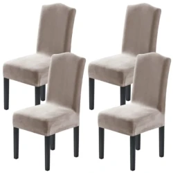 Stretch Velvet Dining Chair Covers Set of Four