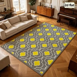 Geometric Quatrefoil Lattice Area Rug for Home Decor