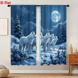 Winter Wolves Curtain Set for Bedroom Decor