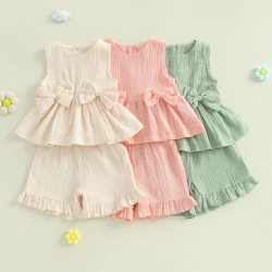 Toddler Baby Girl Summer Bow Tank and Shorts Set