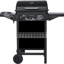 Compact Outdoor Gas BBQ Grill with 2 Burners and Trolley