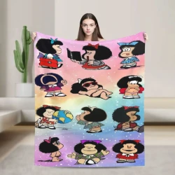 Cartoon Cute Mafalda Soft Flannel Sofa Blanket