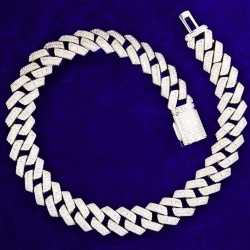 Gold Plated Cuban Link Chain with Baguette Charms