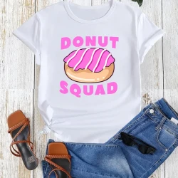Womens Cute Donut Squad Graphic T-Shirt
