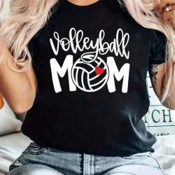 Cotton Volleyball Mom Print T Shirt for Women