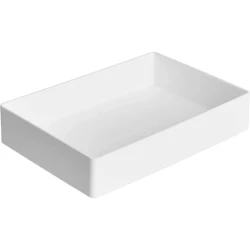 White Rectangular Plastic Desk Organizer with Storage Trays