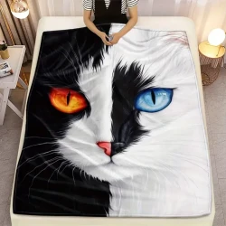 Cozy Black and White Cat Flannel Blanket