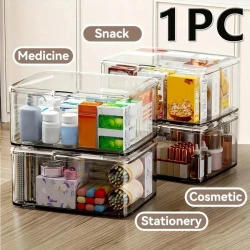 Transparent Plastic Storage Box with Lid Organizer
