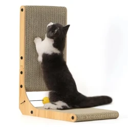 L Shaped Wall Mounted Cat Scratcher with Toy