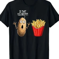 Funny Potato Chips Cartoon Print T-Shirt for Men