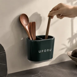 Wall Mount Kitchen Utensil Caddy with Drain Base