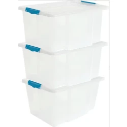 Set of 3 Stackable 50L Clear Storage Boxes