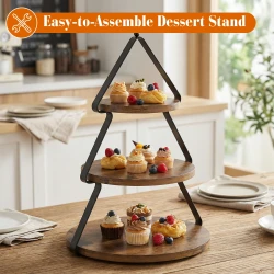 Large Tiered Wooden Serving Tray for Desserts