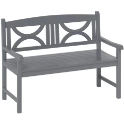 Grey Wooden Outdoor Garden Bench Two Seater