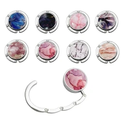 Marble Print Round Folding Handbag Hook