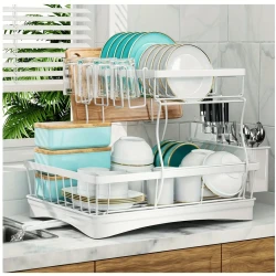 Extra Large Double Cutlery Rack with Drip Tray