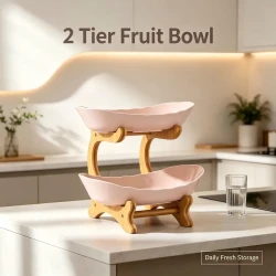Elegant Two Tier Fruit Bowl Stand Organizer