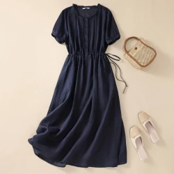 Elegant Women's Cotton Casual Slimming Dress