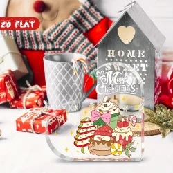 Cartoon Christmas Heart Shaped Acrylic Ornament