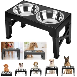 Adjustable Elevated Slow Feeder Dog Bowls